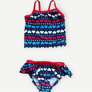 Carter’s Baby Girls Two Piece Tankini American Flag Bathing Suit. 6 Months.